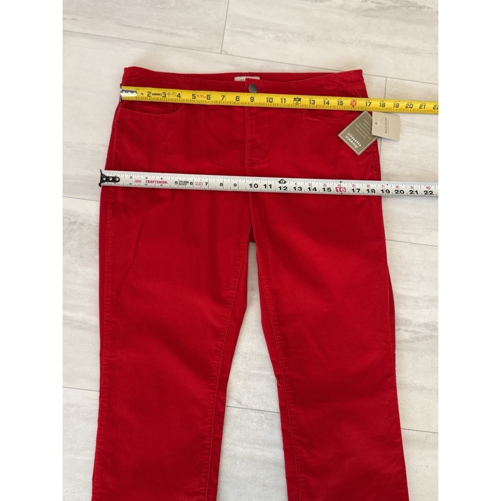 Madison Womens Corduroy Slim Pants Red High Rise Pockets Stretch 10 NWT - Picture 4 of 8